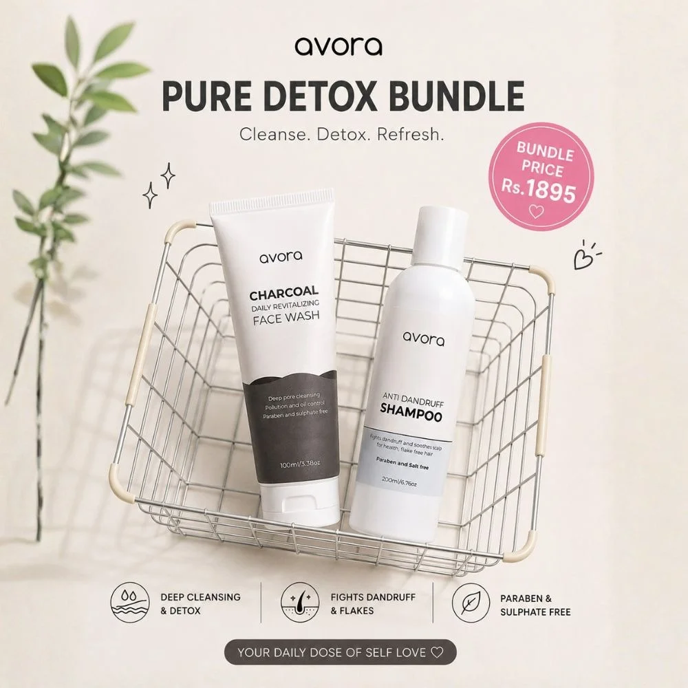 Charcoal Face Wash & Absolute Repair Shampoo | Avora Detox & Repair Bundle